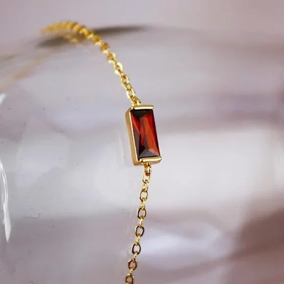 NEW January Birthstone 14K Gold Plated Chain Bracelet - Picture 2 of 4